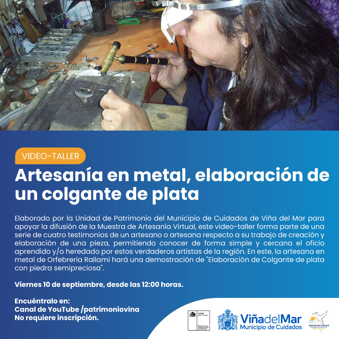 Canal Youtube /patrimoniovina transmitirá video-taller de artesanía en metal que enseña la elaboración de un colgante de plata