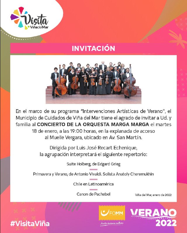 Conciertos de verano itinerantes ofrecerá el municipio de Viña en diferentes sectores de la ciudad
