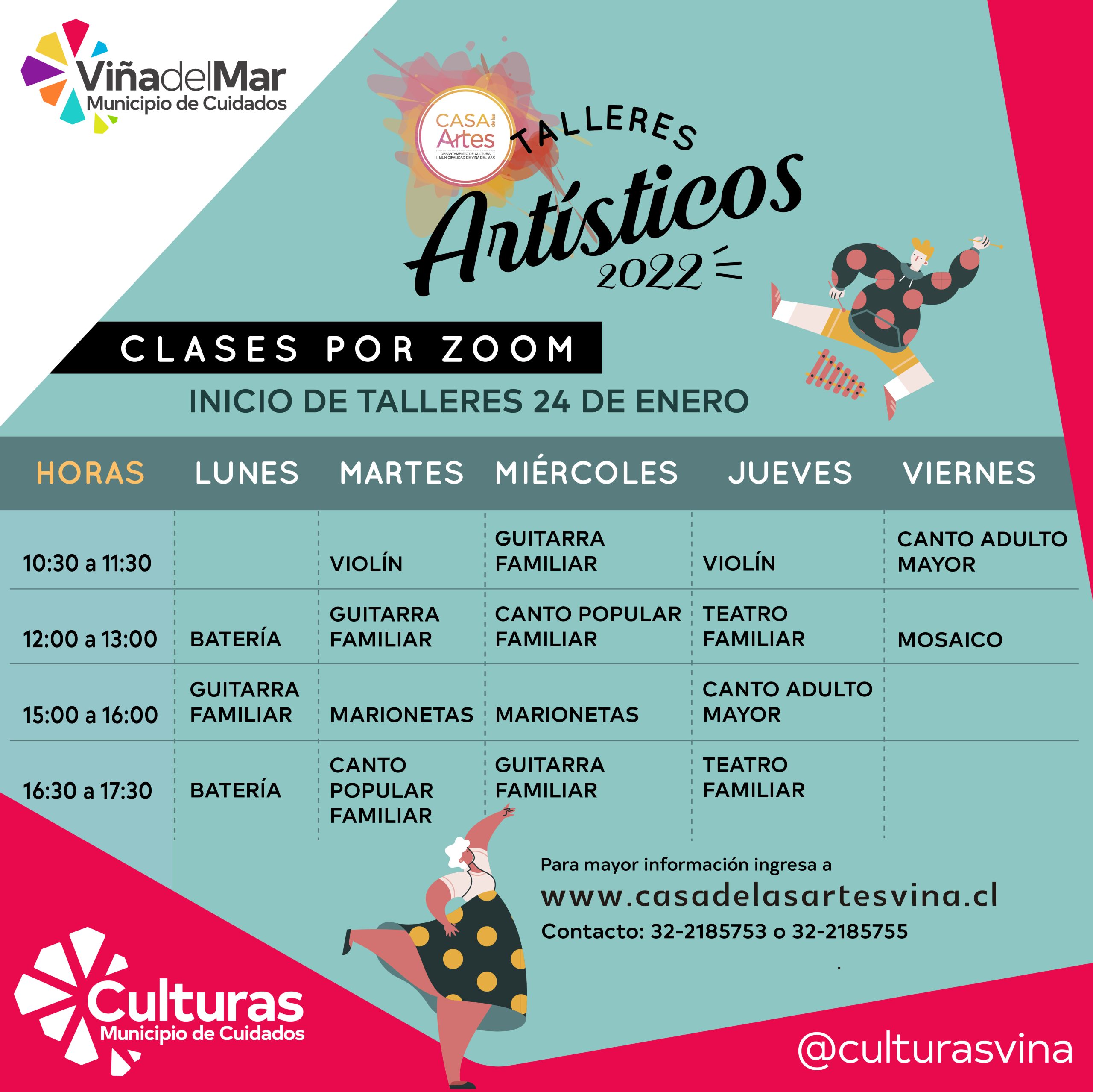 Municipio de Cuidados abre inscripciones para talleres de Casa de las Artes en Viña del Mar